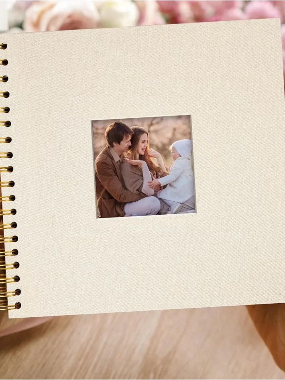 Linen-Cover Spiral Photo Album - Cream